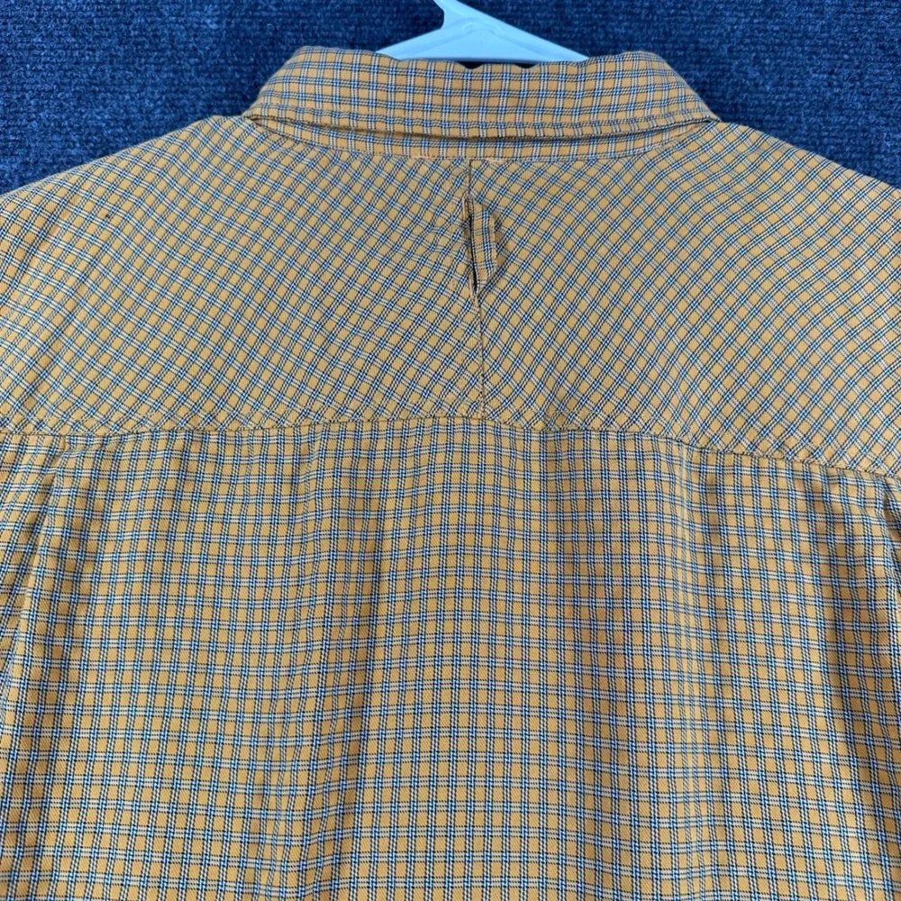 The North Face Button Down Mens L Large Yellow Plaid Hiking Long Sleeve Shirt